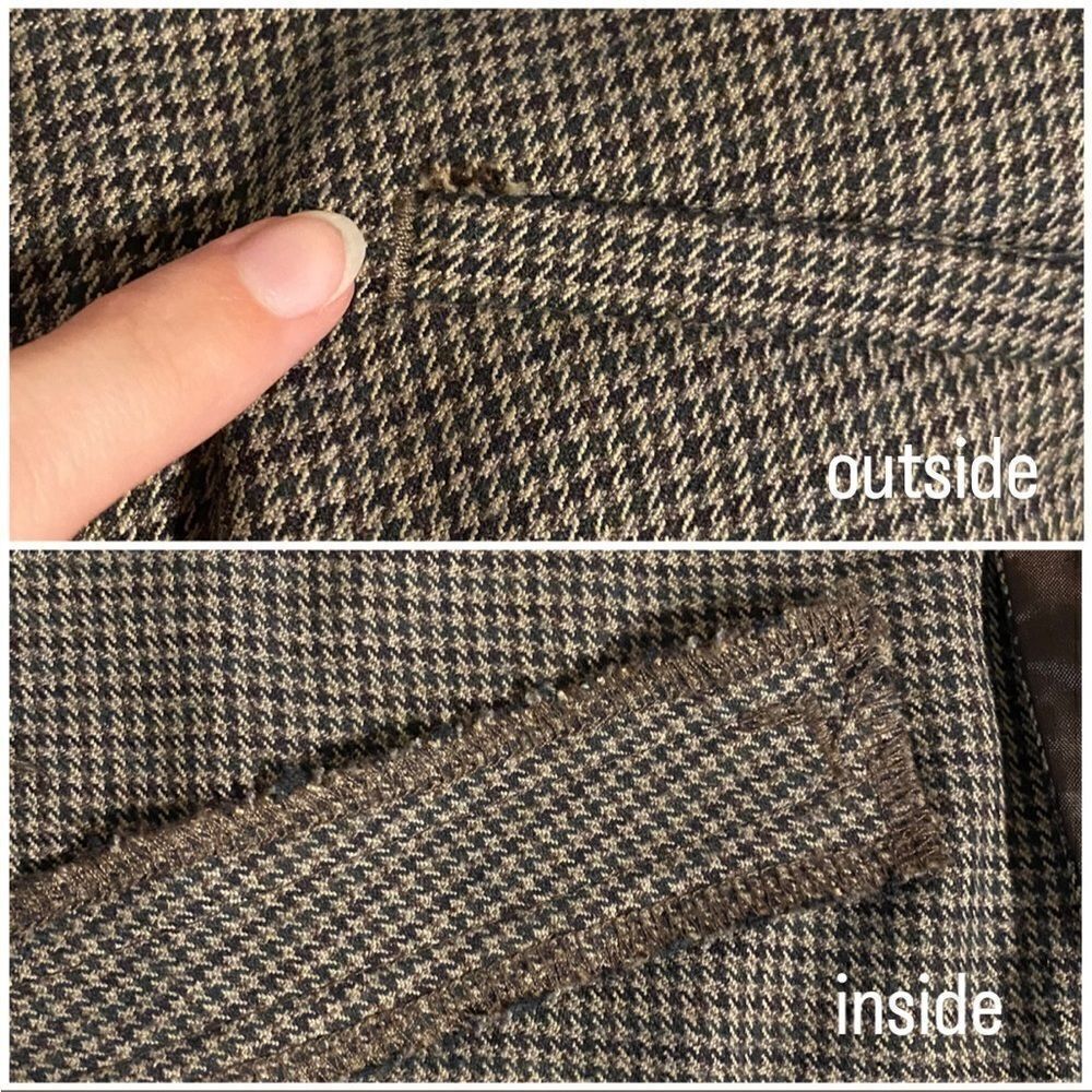 Zara Basic Brown Mini Houndstooth Check High Rise Trouser Pants - Picture 3 of 5